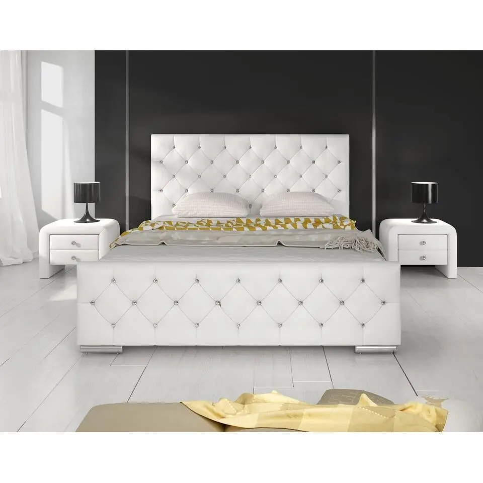 Meubella - Tweepersoonsbed Aventura Diamond - Wit - 140x200 cm