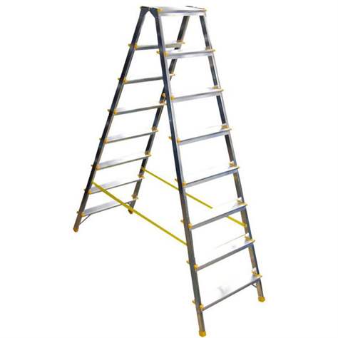 PROREGAL Metalen Dubbele Giraffe Dubbelzijdige Aluminium Trapladder, 8 Treden, 178 cm Hoog, Draagvermogen 150 kg, Ladder, Trapladder, Huishoudladder