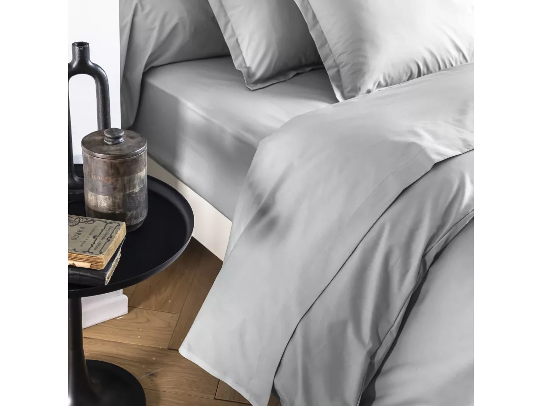 Drap housse coton percale bonnet 30 cm Galet 90x200 - SOMEO - MORPHEE