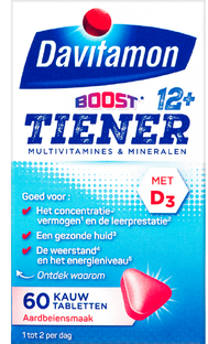 Davitamon Multi Boost 12  Kauwtabletten Aardbei 2x60KTB