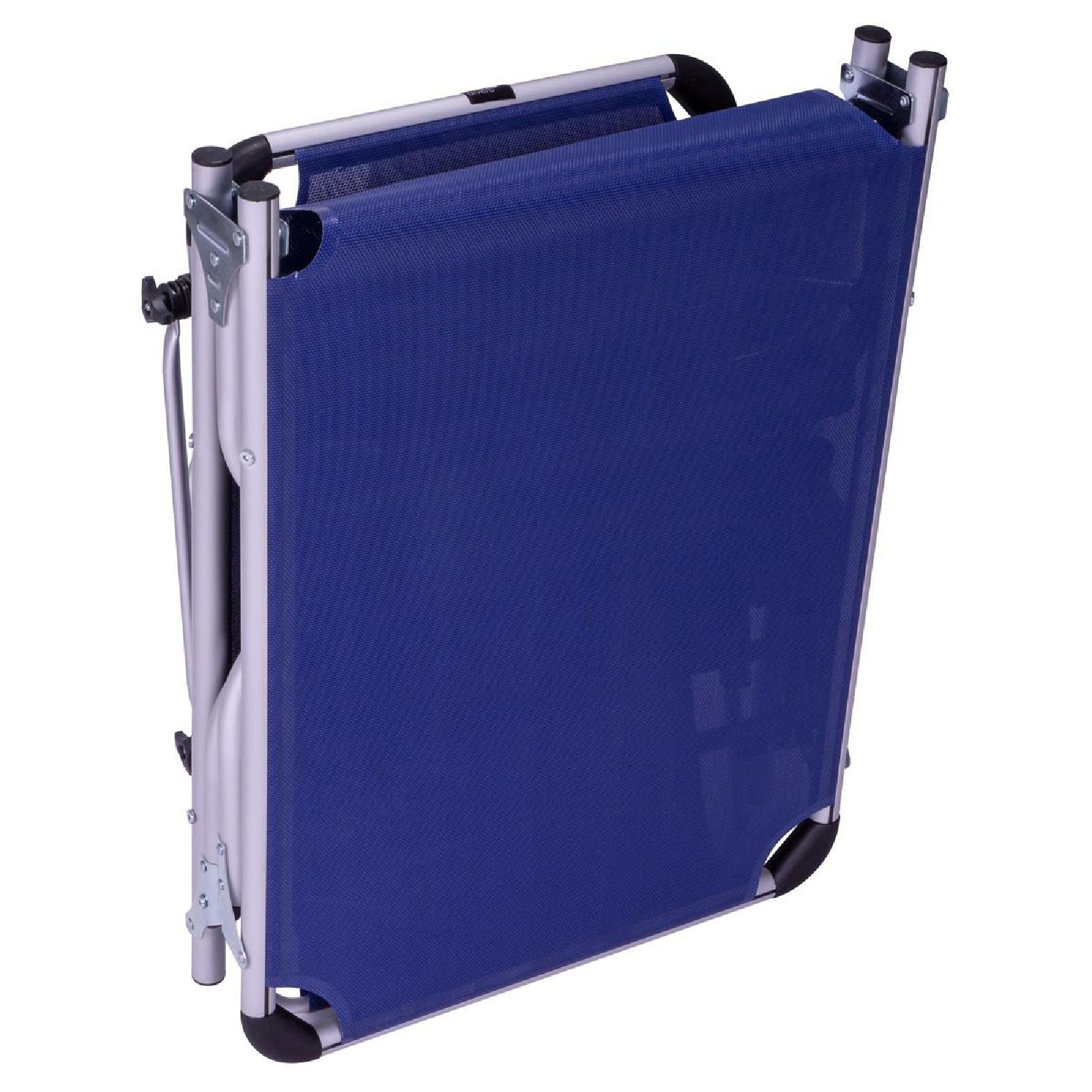 VCM Sonnenliege Sonnendach Blau 187x58x30 cm Alu Campingliege klappbar