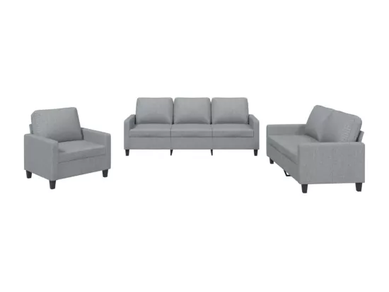 Ensemble de canapés 3 pcs avec coussins Gris clair Tissu