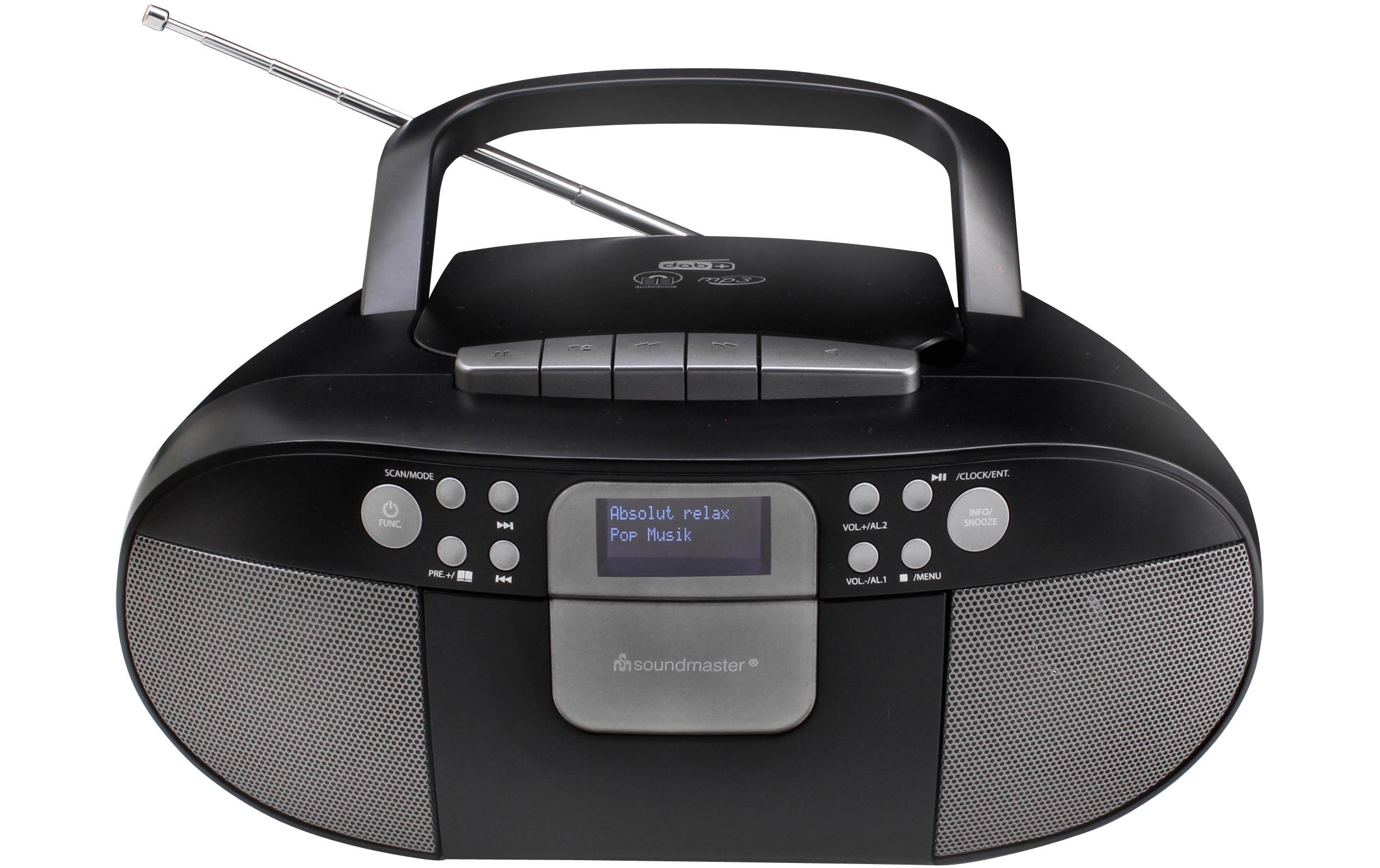 Radio DAB+ Boombox SCD7800 SchwarzDAB+ Boombox mit CD/MP3, USB und Kassettenwiedergabe