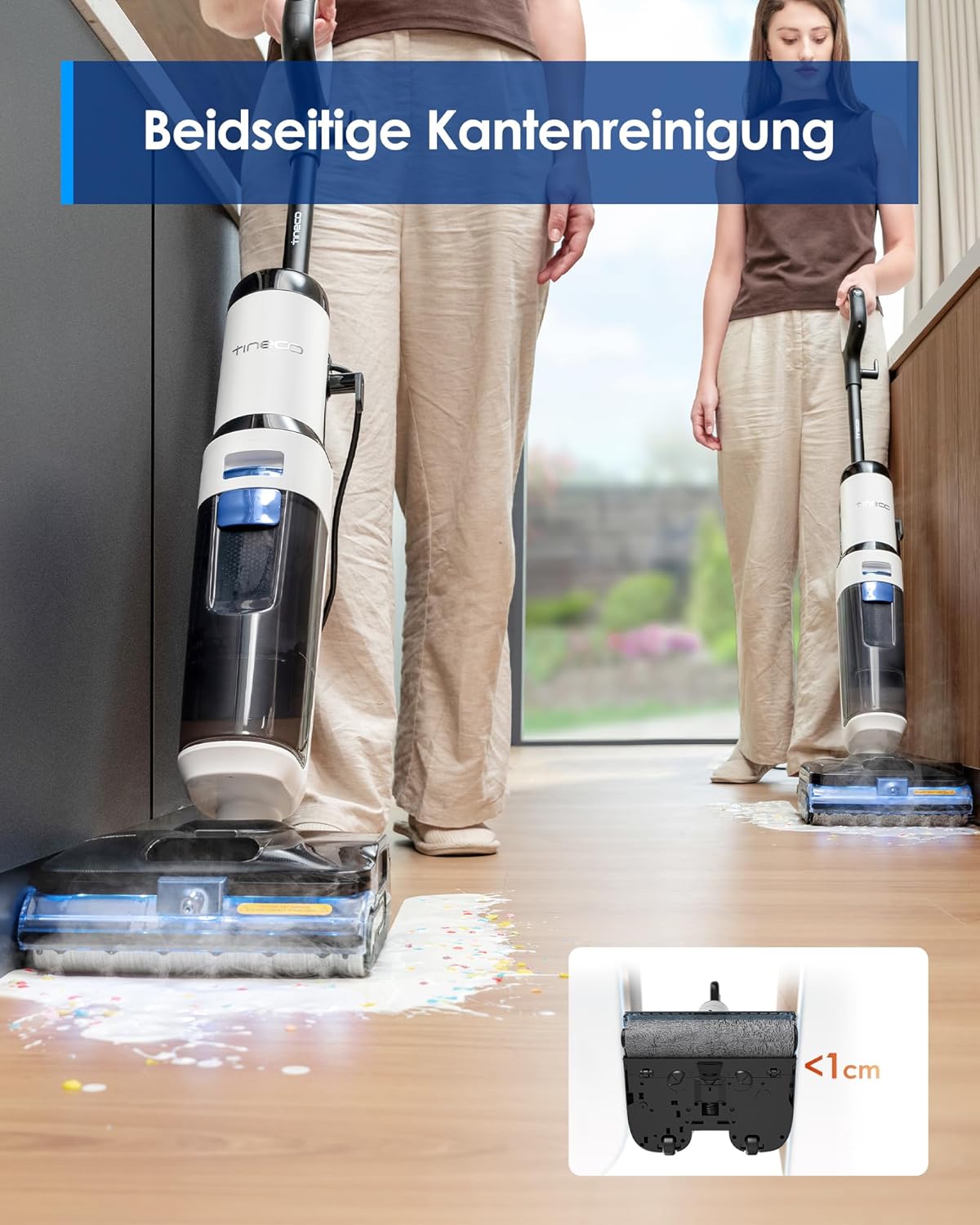 Tineco FLOOR ONE S6 Stretch Steam Nass Trockensauger, 160 °C Tineco BoostSteam, Anti-Verwicklungs-Design, FlashDry Selbstreinigung, Dampfreiniger mit Kabel für eingetrocknete Flecken und Fugen