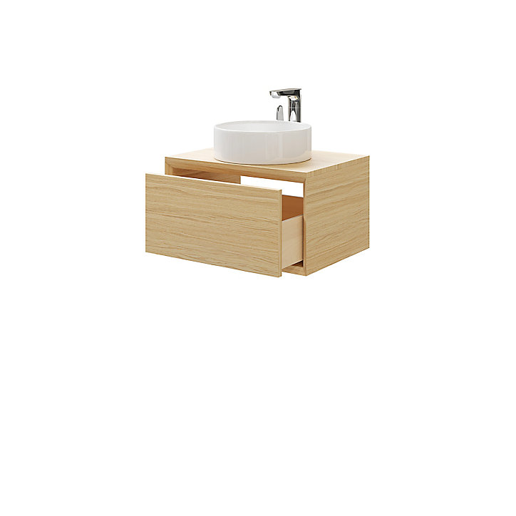 Meuble sous vasque 1 tiroir à suspendre GoodHome Avela placage chêne 60 cm
