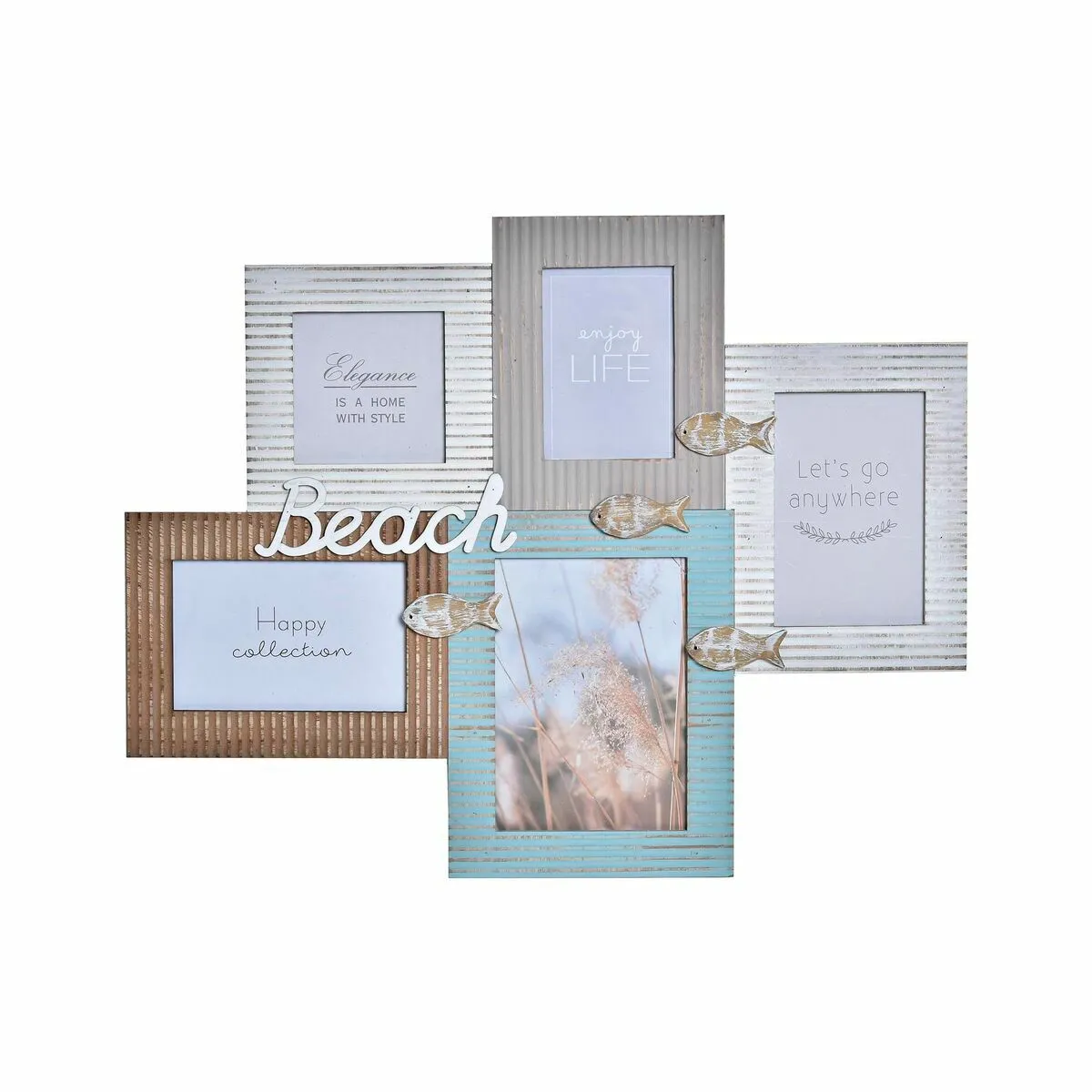 DKD Home Decor Beach Cadre photo - Blanc Marron Turquoise