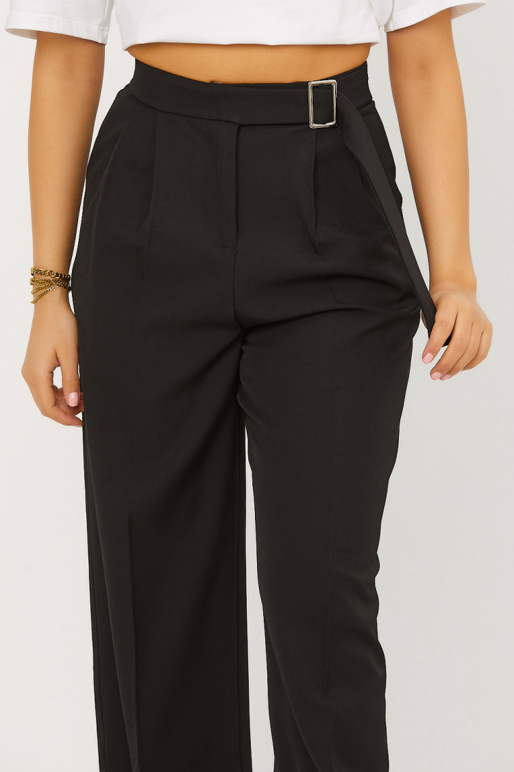 Pantalon tailleur ceinturé noir