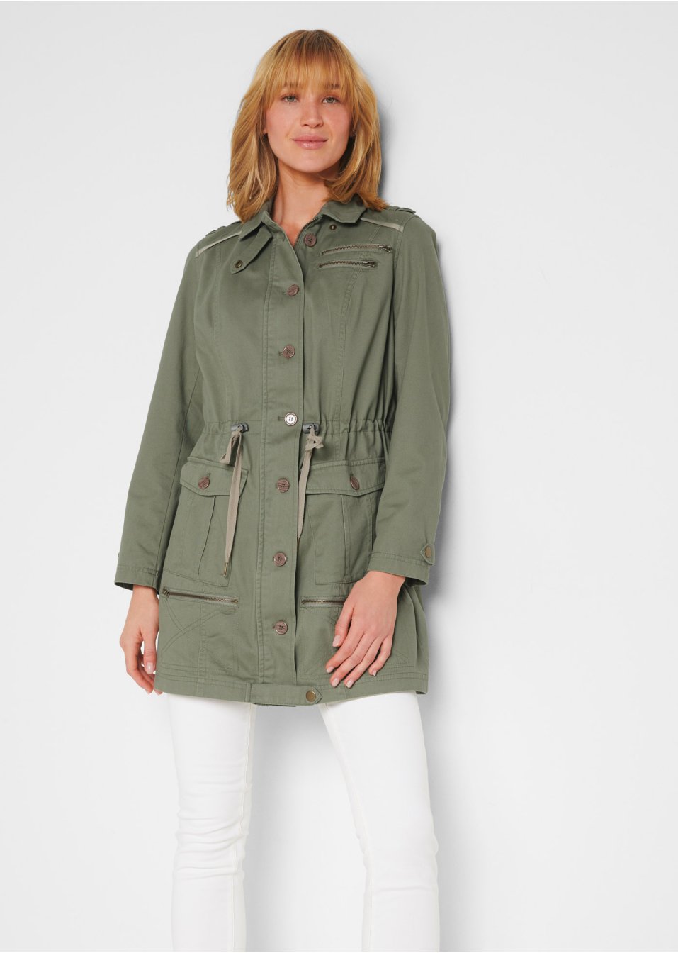 Parka coton style utility, mi-longue