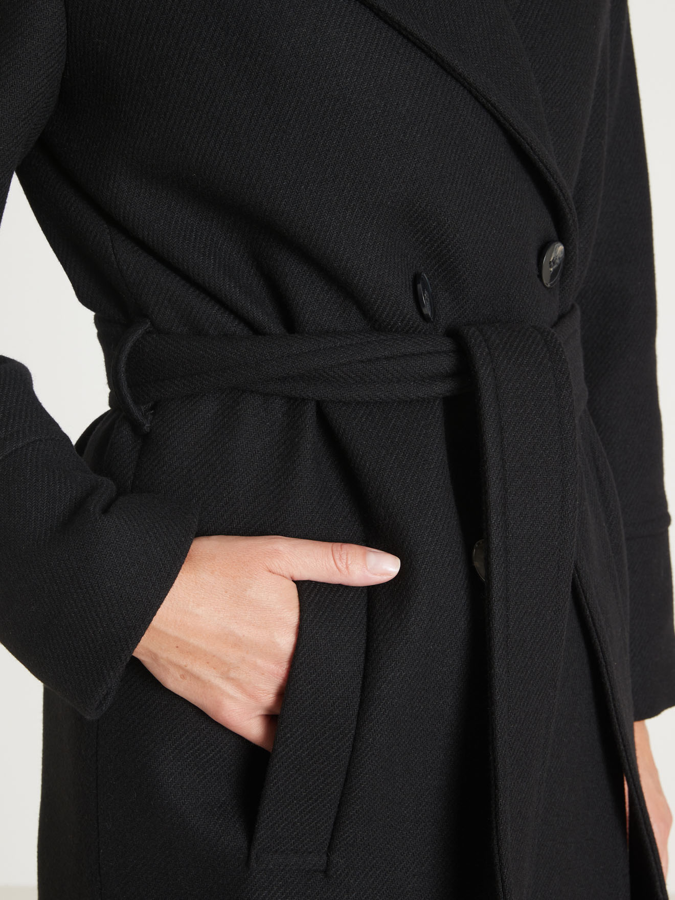 Manteau croisé long 50% laine