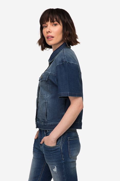 Jeansjacke, oversized, weiter Halbarm