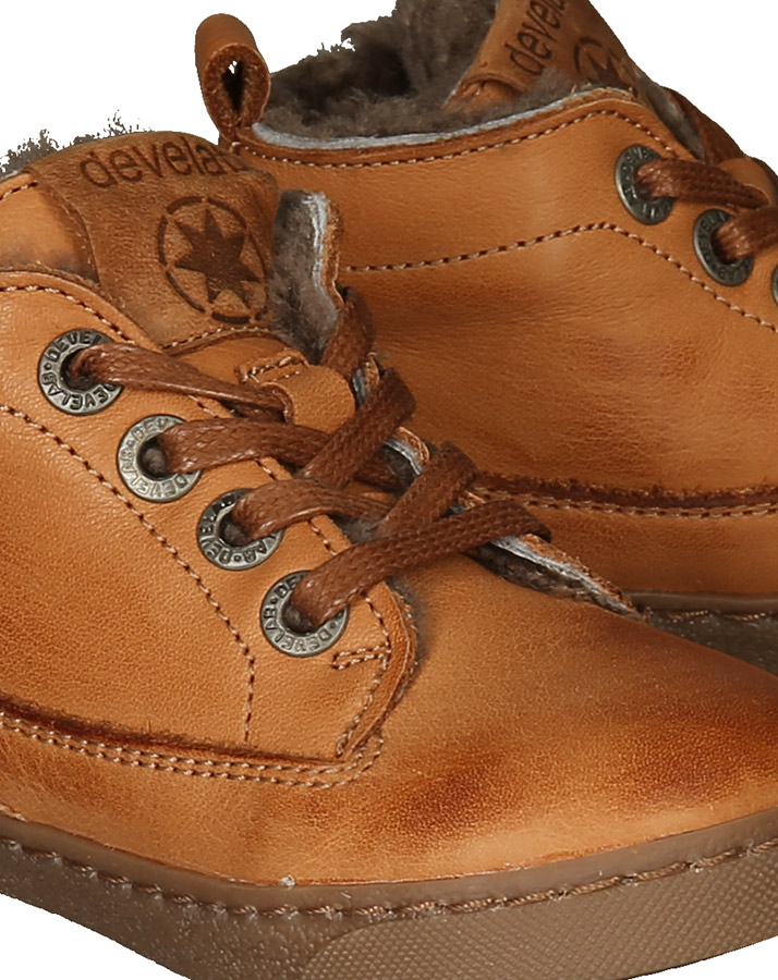Schnür-Halbschuhe FIRSTSTEP gefüttert in cognac