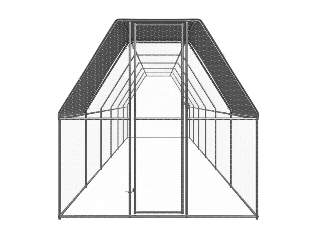 Poulailler d'extérieur 2x12x2 m Acier galvanisé