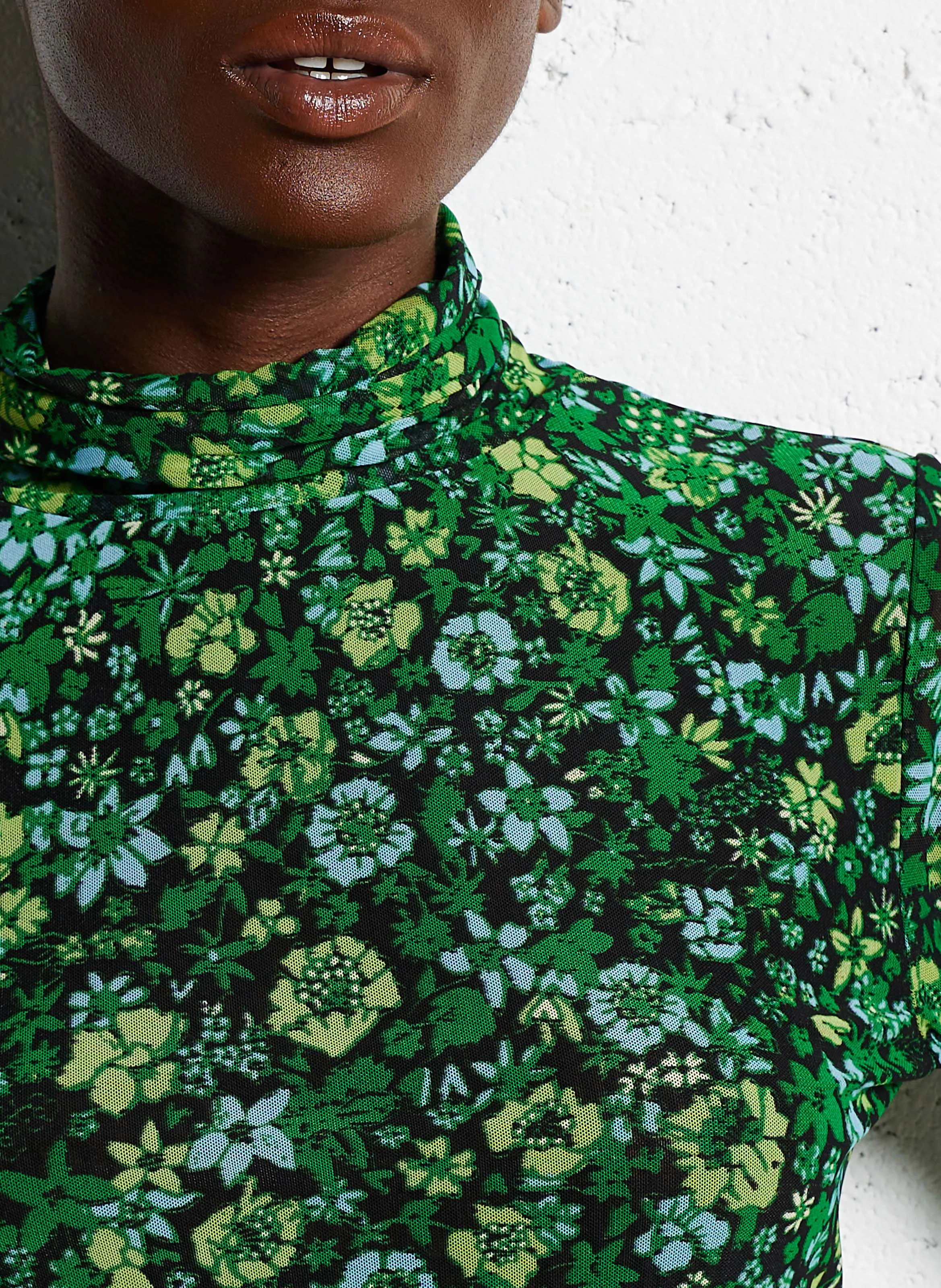 JANE - Top col roulé imprimé | Vert