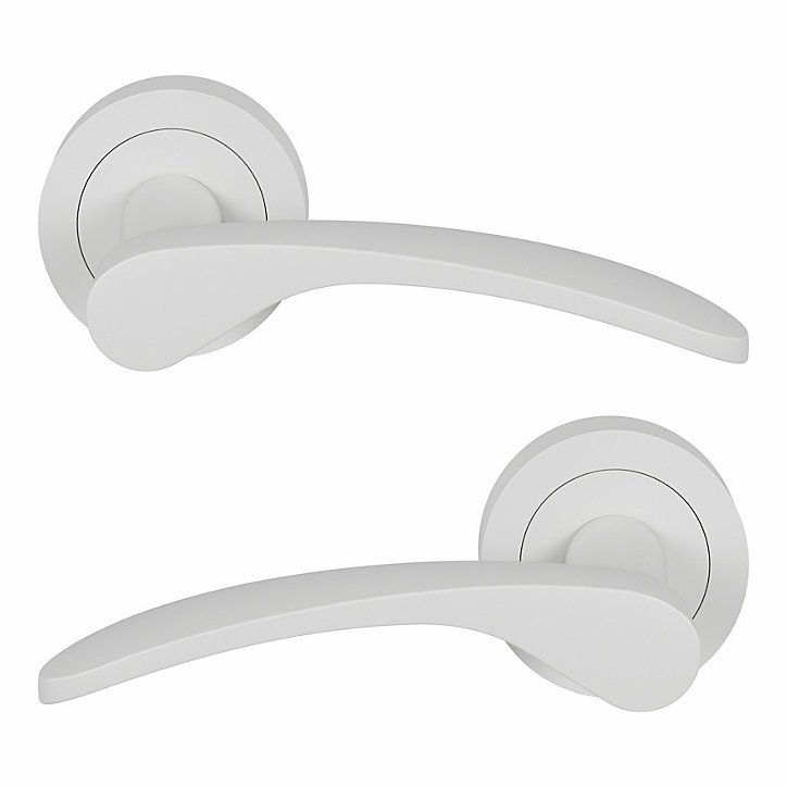 Ensemble poignée sur rosace rond à visser GoodHome Beare mat blanc Ø50mm