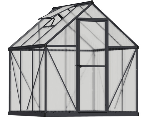 Palram kas – Canopia Mythos 6x6 dubbelwandige polycarbonaat panelen 4 mm incl. funderingsframe, gootsysteem 185 x 186 cm RAL 7012 grijs