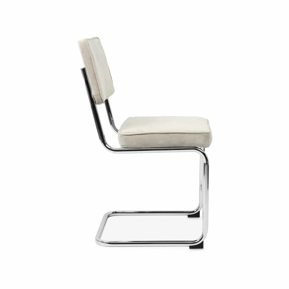 Lot de 2 chaises cantilever. Velours côtelé crème - maja