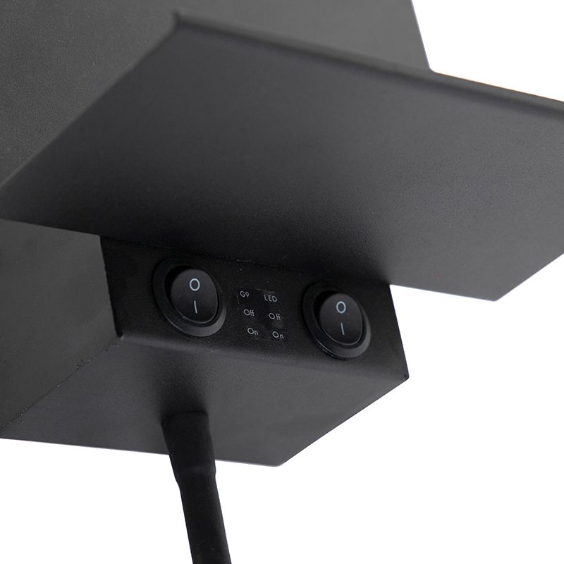 Moderne wandlamp zwart met USB en flexarm - Flero