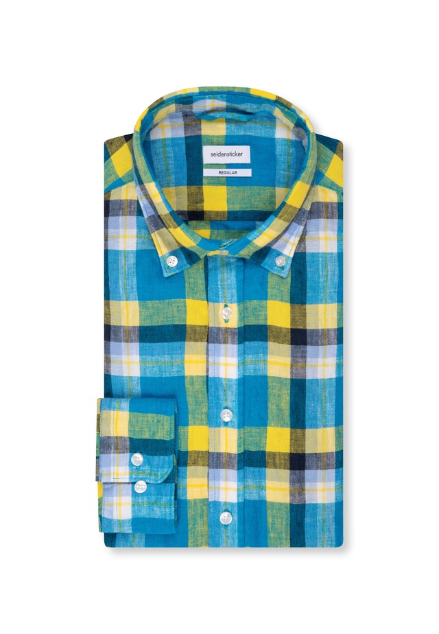 seidensticker Businesshemd »Regular«, Regular Langarm Button-Down-Kragen Karo