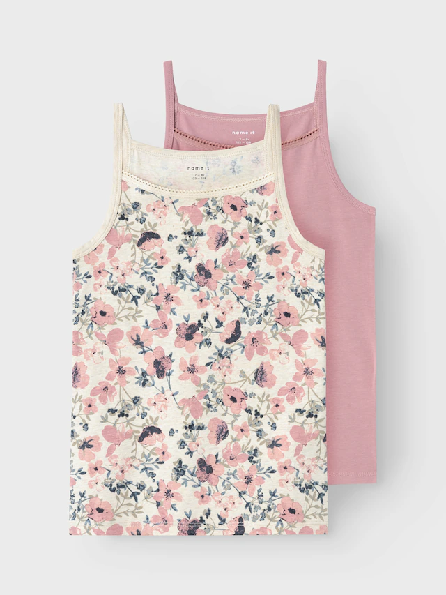 Name It Unterhemd »NKFSTRAP für Mädchen mit floralem Print im 2er-Pack«, 2 Stk. bedruckt, casual, regular fit, Baumwollmischung, Rundhals