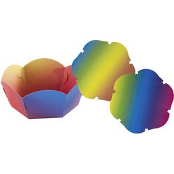 Panier déco en carton arc-en-ciel, diamètre: 150 mm