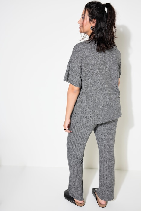 Schlafanzug, Zweiteiler, Rippjersey, Halbarm, lange Hose