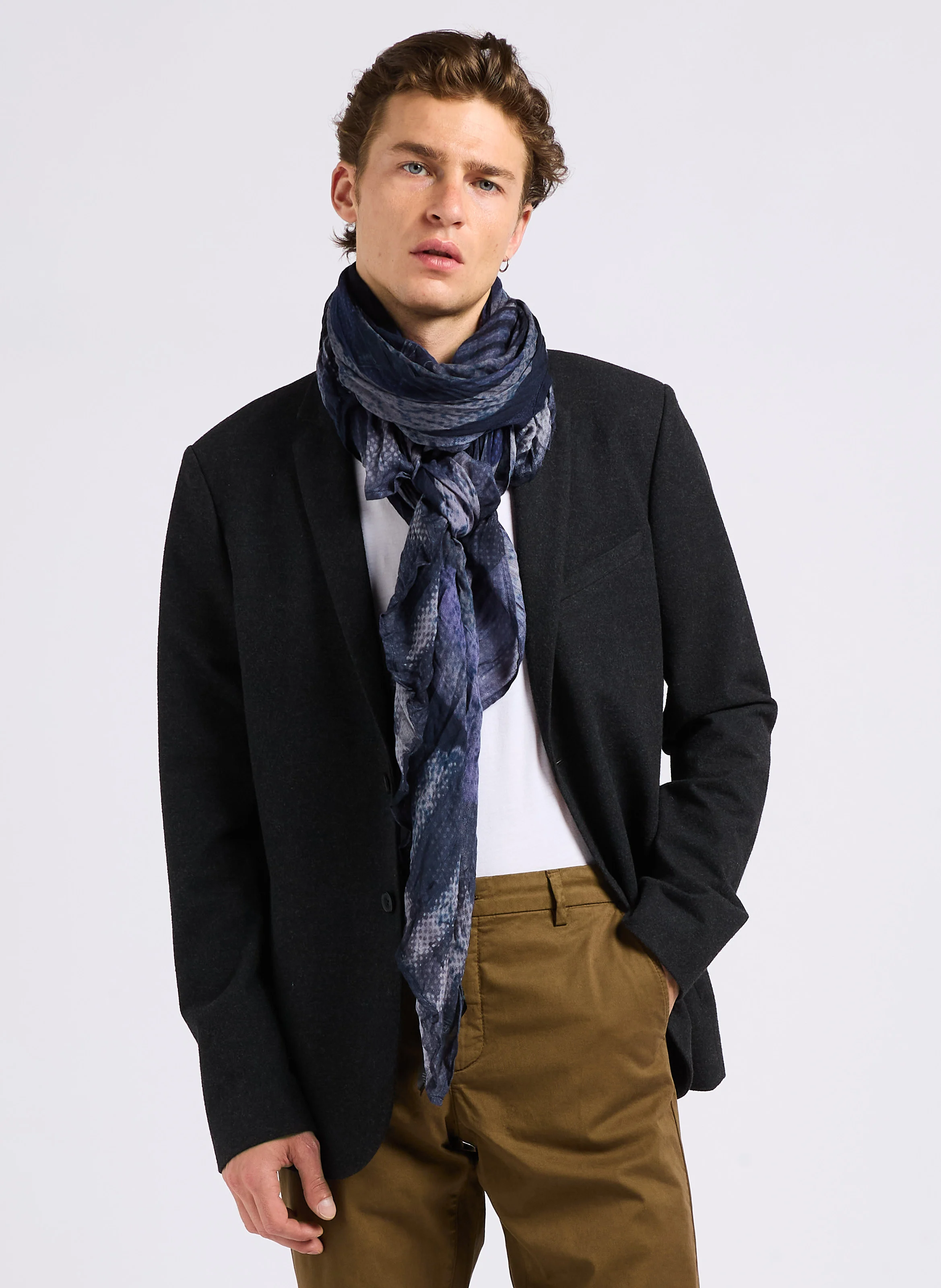 Foulard plissé imprimé| Bleu