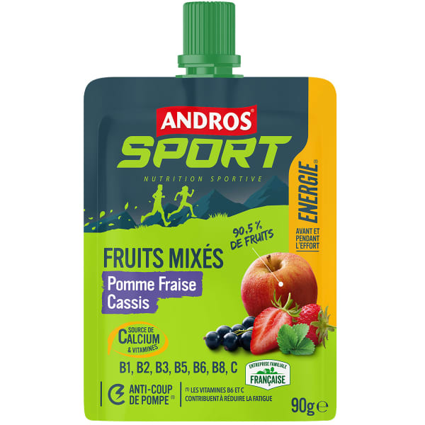 Compotes & purées énergétiques ANDROS GOURDE DE FRUITS MIXES POMME FRAISE CASSIS
