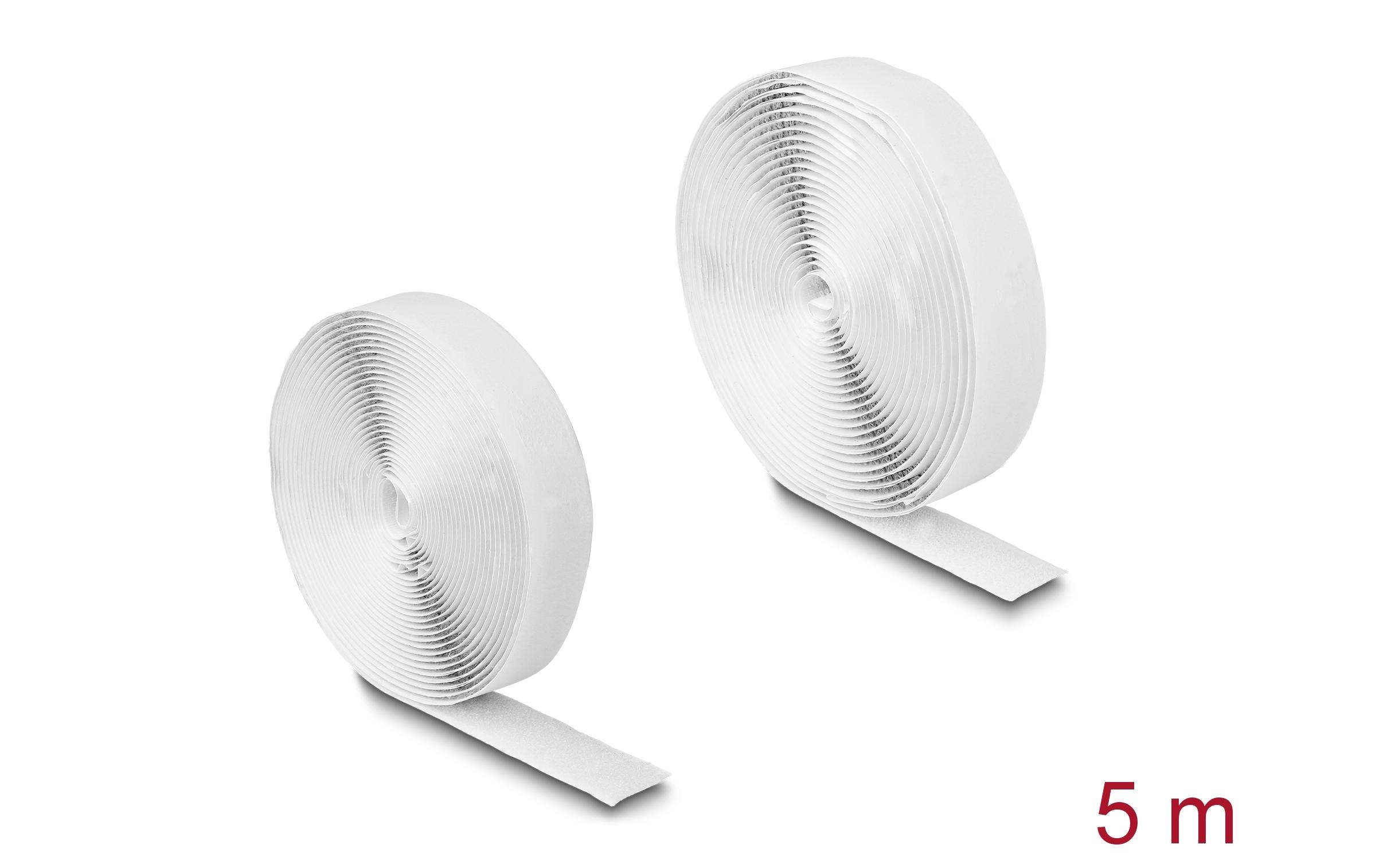 Klettband 10 m x 20 mm mit Haft- und Flauschband, WeissDelock Klettband selbstklebend mit Haft- und Flauschband L 10 m x B 20 mm weiss