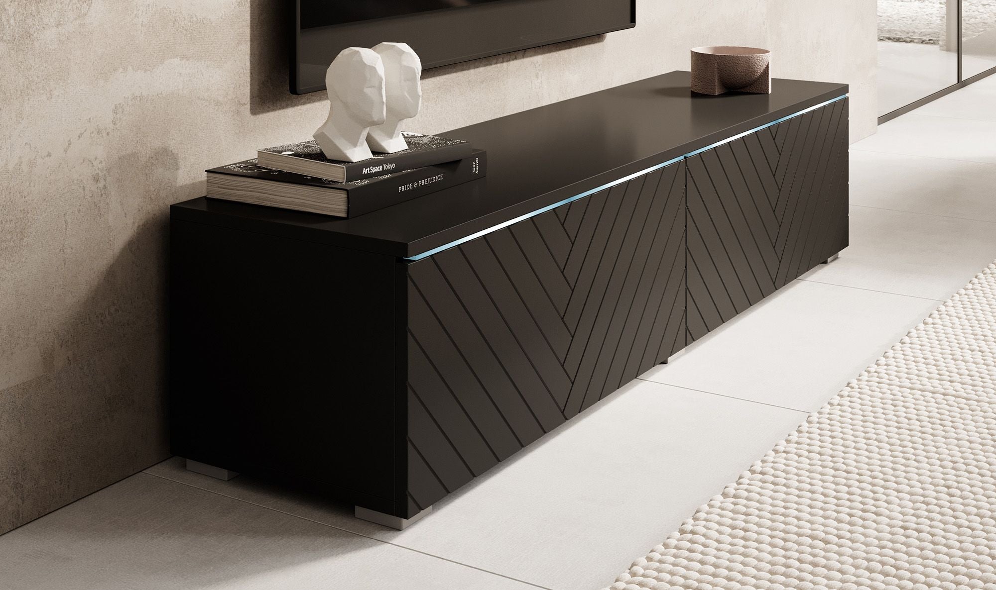 Dixon - TV-Meubel - Zwart visgraat - 140 cm