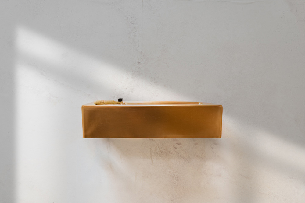 Saniclear Ruby fontein mat rose goud 40x22cm links