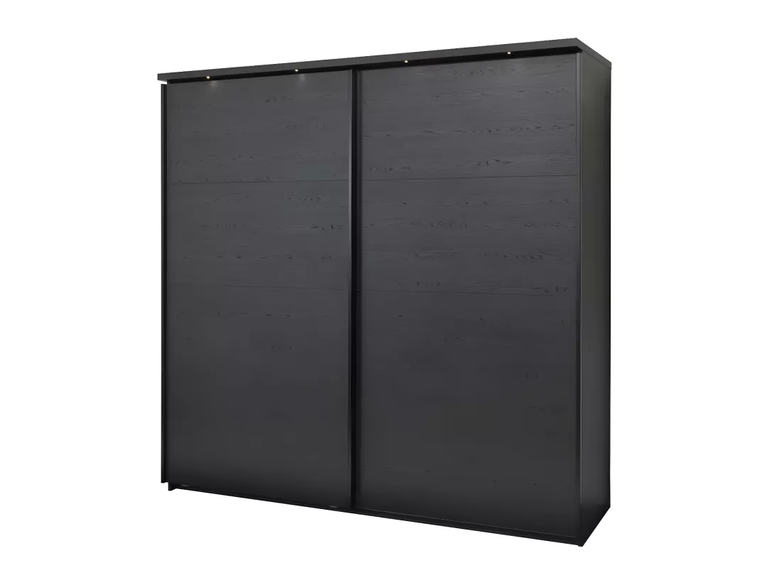 Chambre complète 140x190/200 cm à led Bois Noir - UNYS n°1