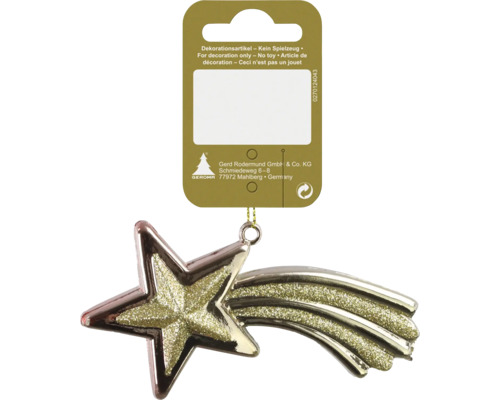 Kerstdecoratie hangende vallende ster glitter roze goud