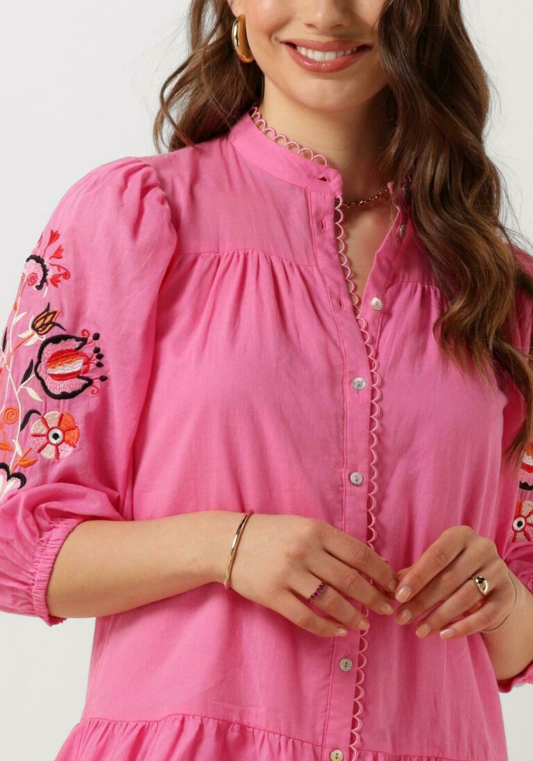 NUKUS roze nukus mini jurk ame dress embroidery