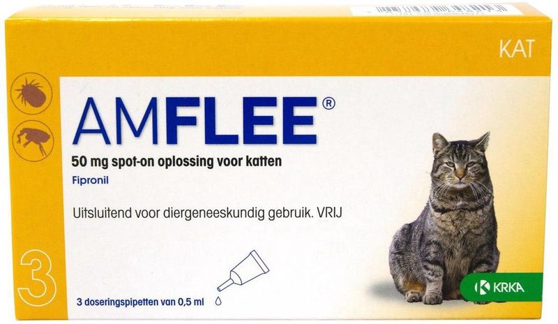 Amflee Vlooien en tekenmiddel voor katten 3 x 50 mg
