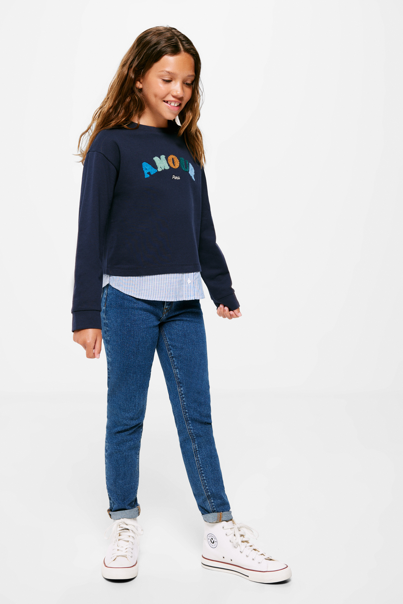 Moletom bicolor para meninas