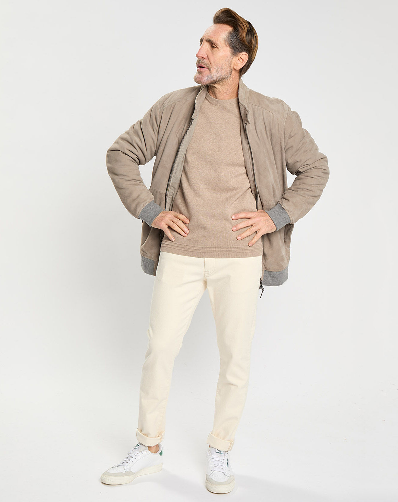 Hackett London Blouson en Velours de Cuir beige