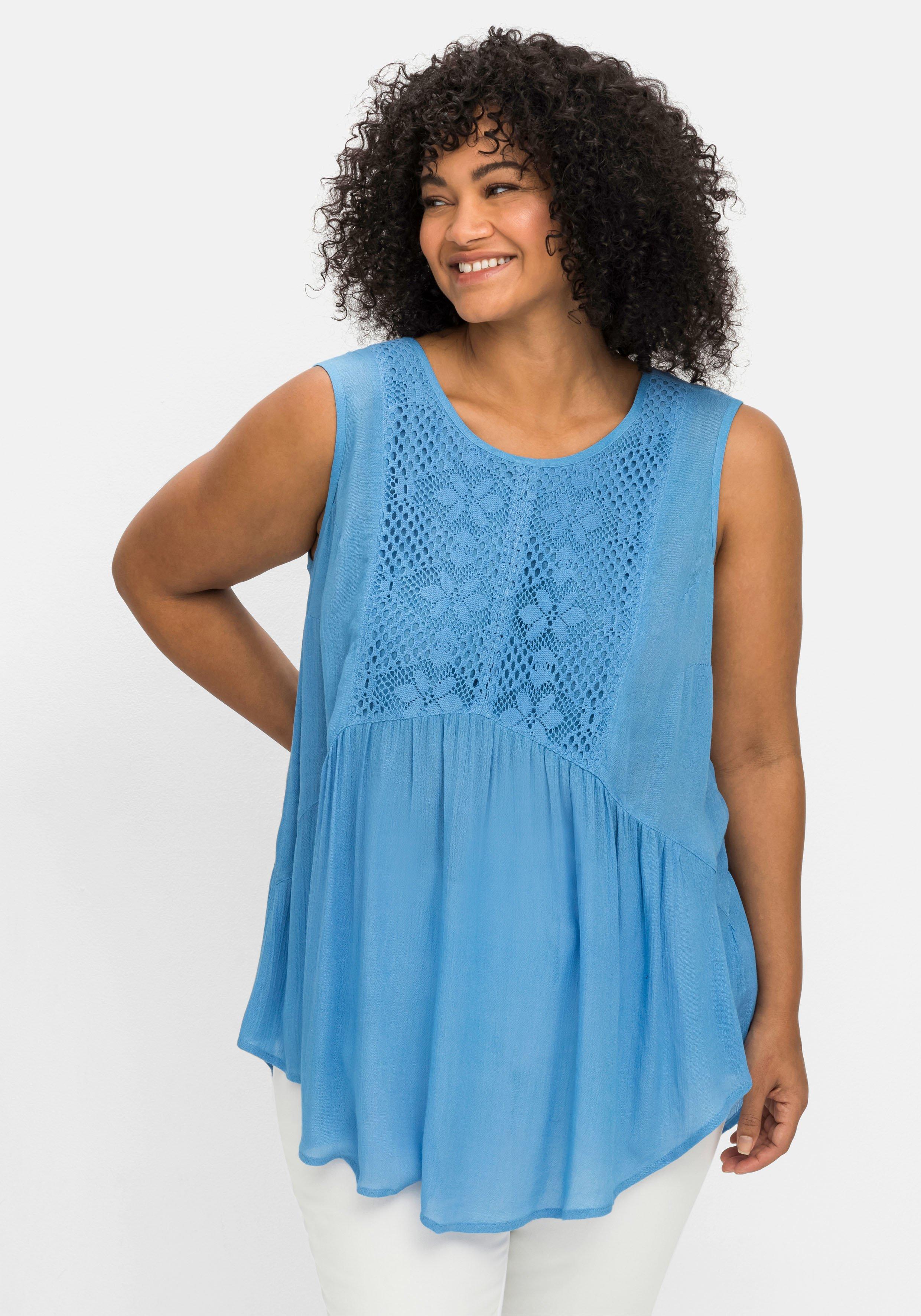 Top mit Crochet-Spitze und Zipfelsaum