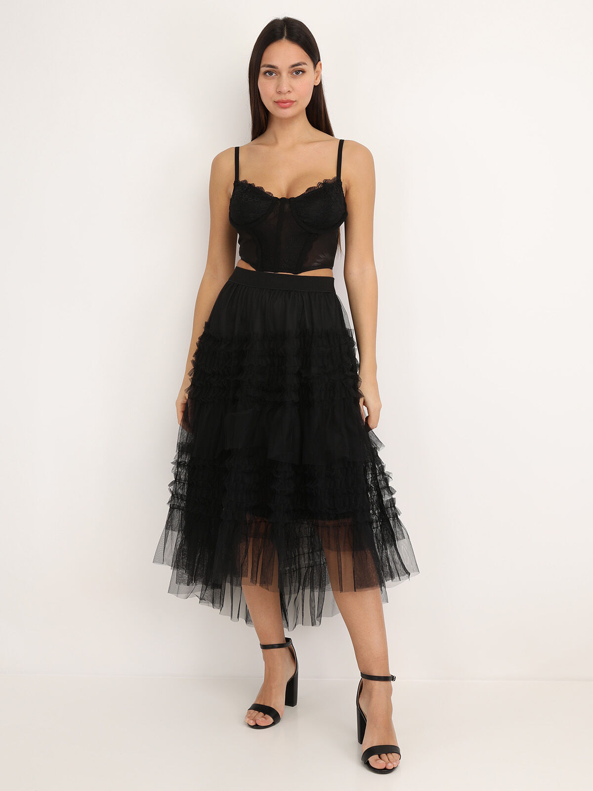 Corset à dentelle et armatures- Noir