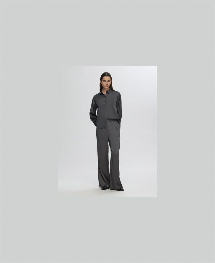 Selected Femme SLFLENA-TINNI RELAXED MW WIDE PANT Volcanic ash