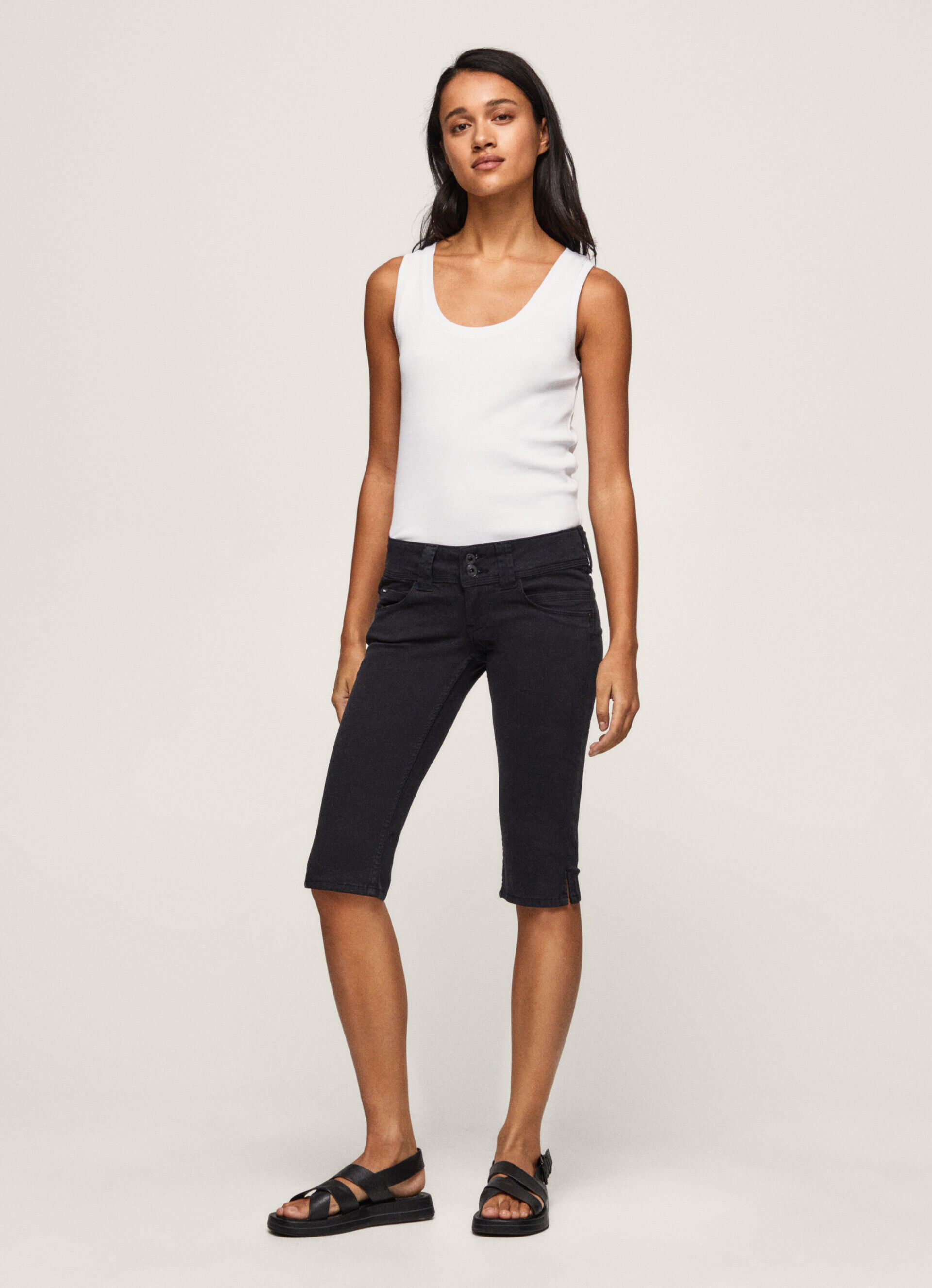 Shorts jeans cropped - preto