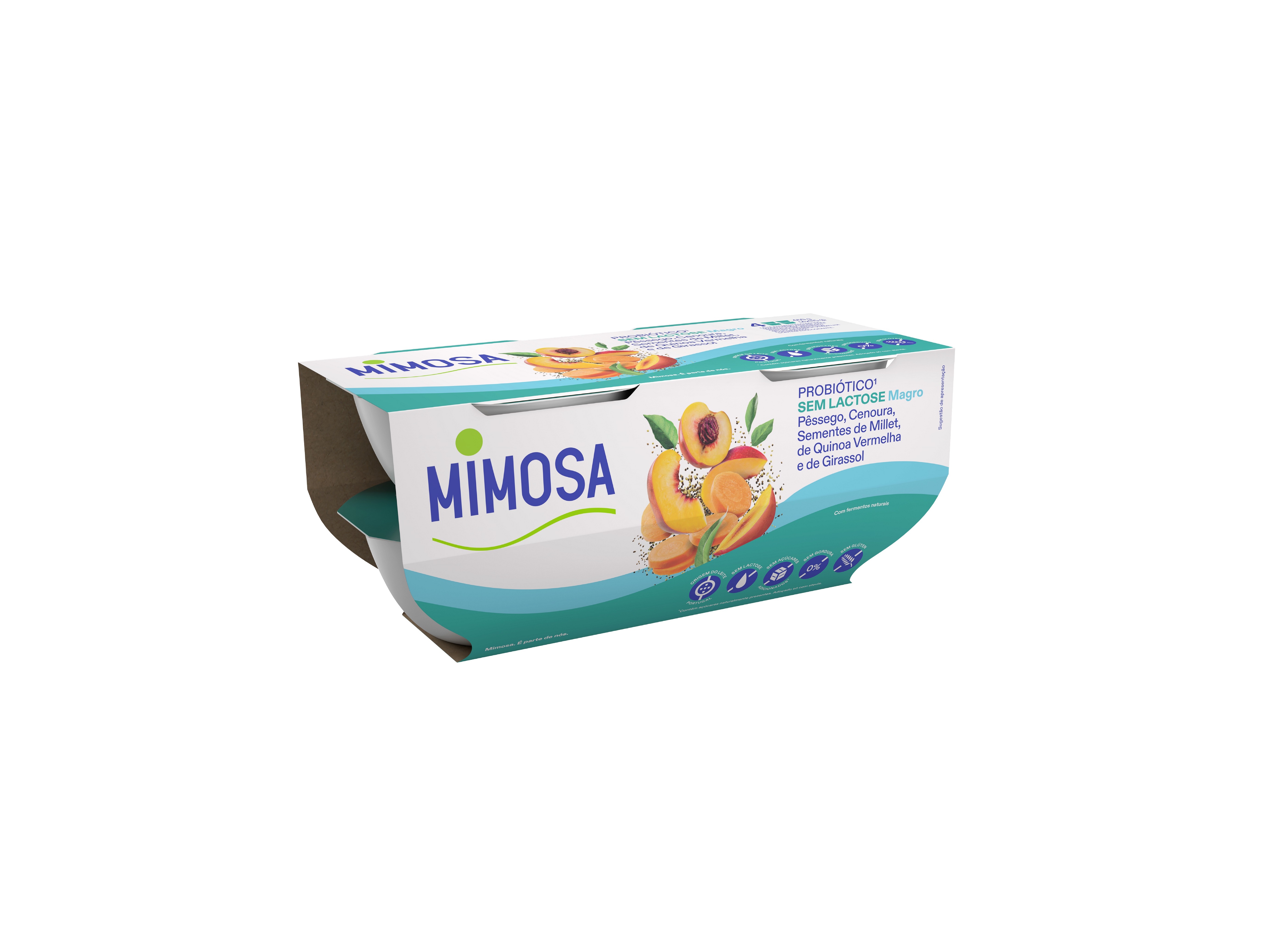 IOGURTE S/LACTOSE MIMOSA PESSEGO/CENOURA/SEMENTES 4X115G