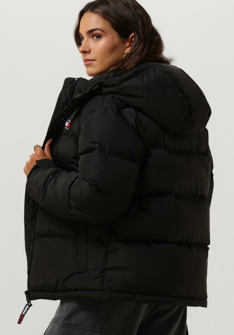 TOMMY JEANS zwarte tommy jeans gewatteerde jas outerwear short puff