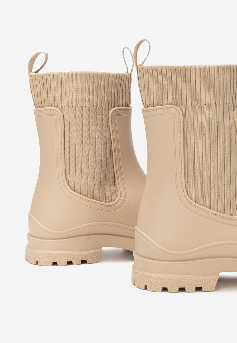 Bottines en caoutchouc beige Aideia