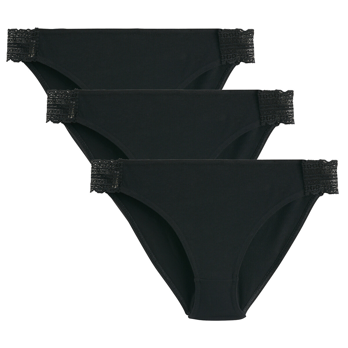 COLEÇÕES LA REDOUTE<br>Conjunto de 3 slips, detalhes em kant