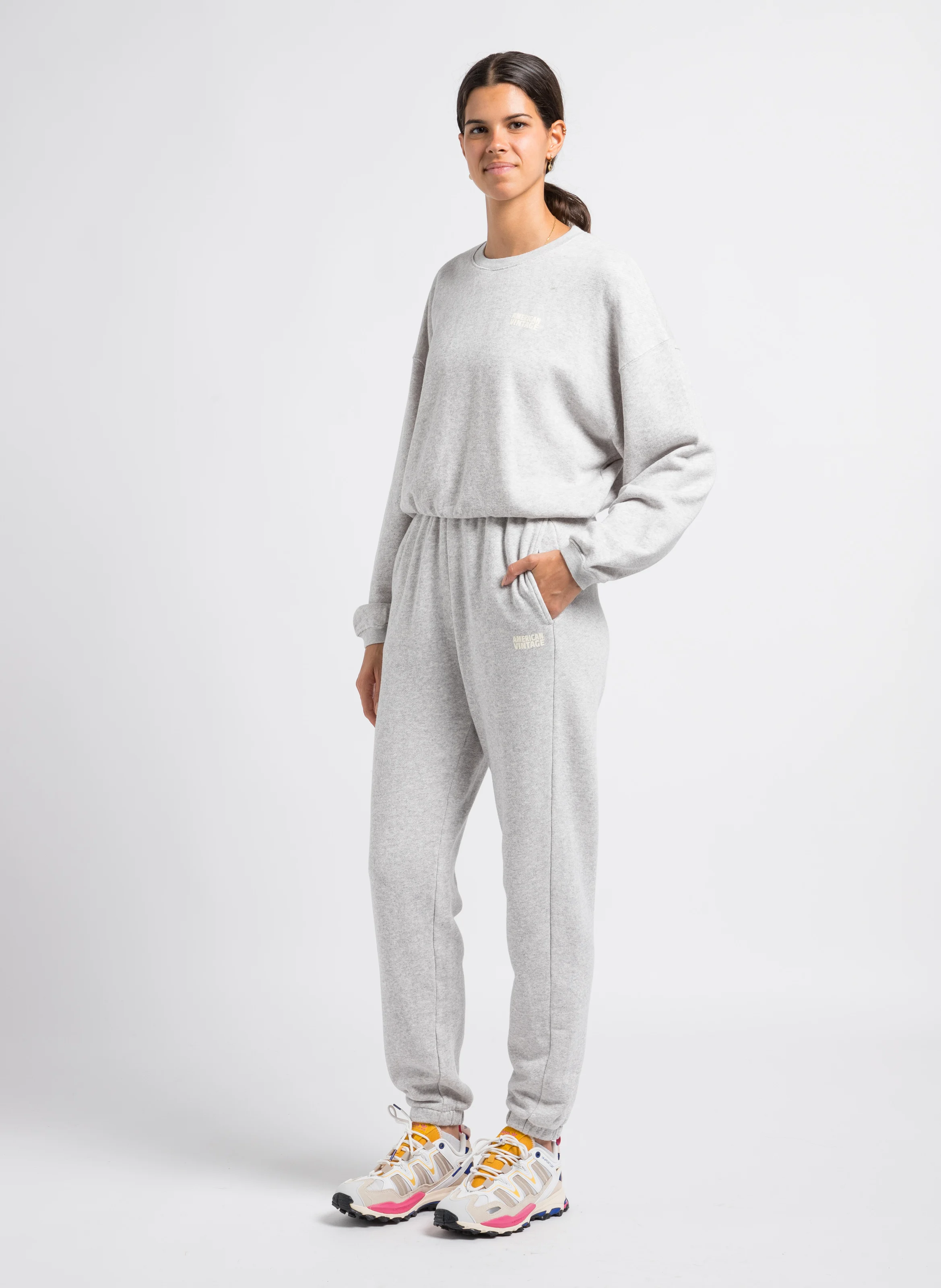 KODYTOWN - Jogging taille haute en coton | Gris