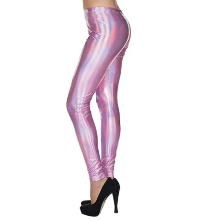 Mottoland Kostüm Metallic Leggins pink