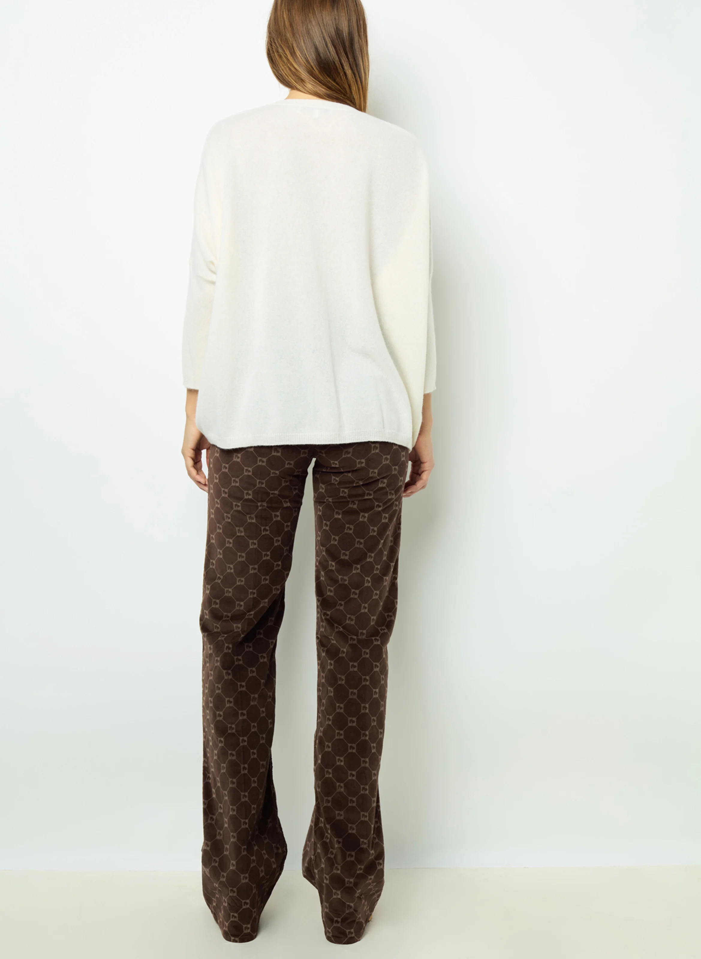 JOURDAN - Pull droit col V en cachemire | Blanc