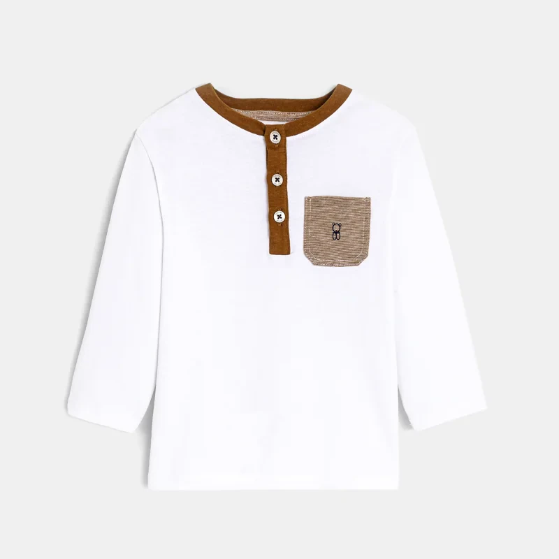 T-shirt tunisien manches longues blanc bébé garçon Blanc