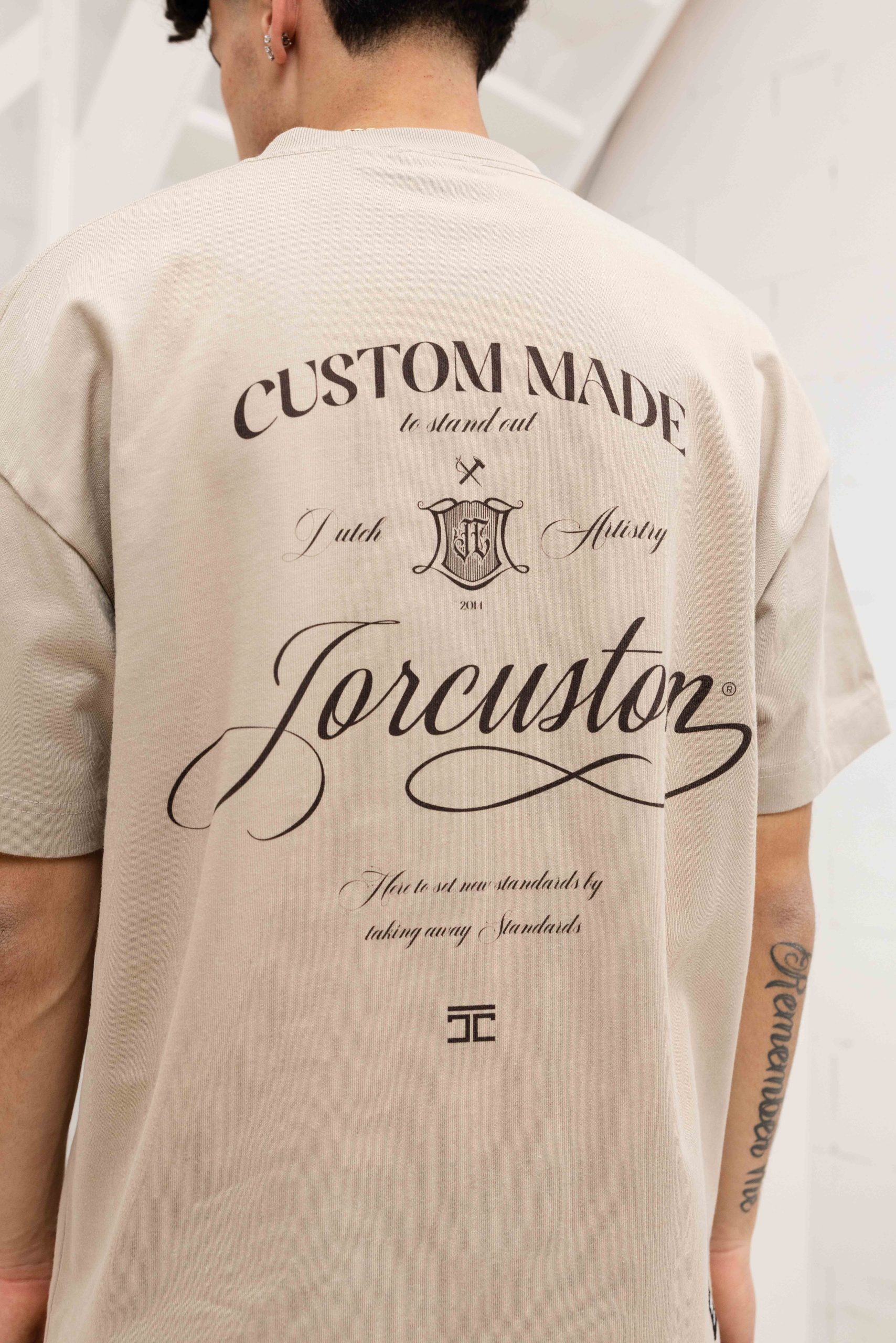 Jorcustom Handscript Loose Fit T-Shirt Heren Beige