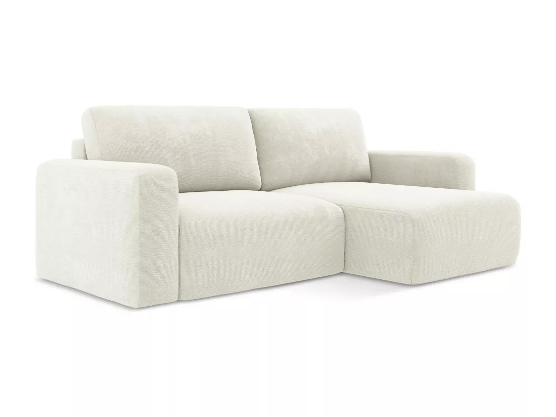 Canapé d’angle 3 places droit convertible en Chenille - blanc - KONA